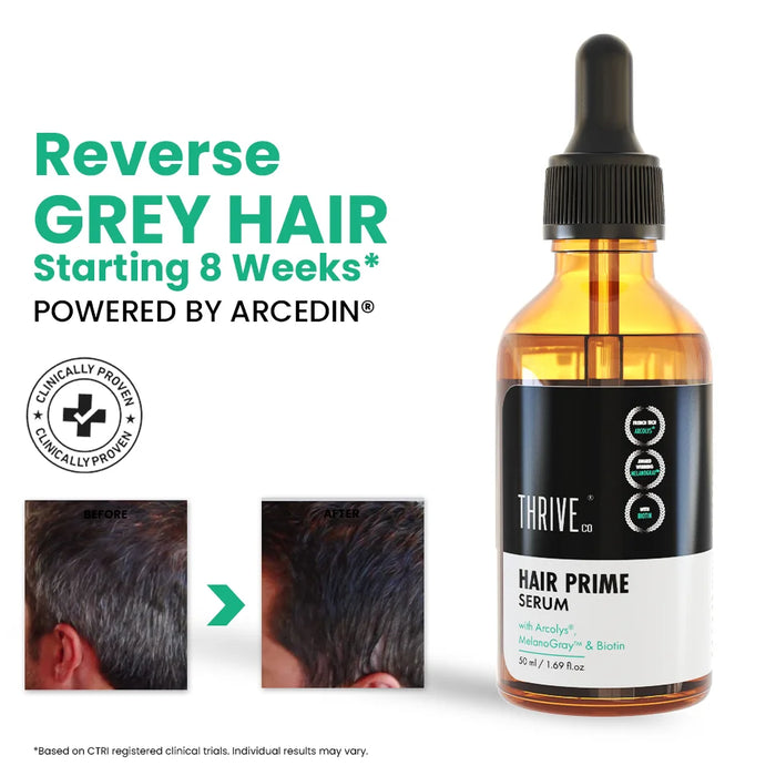 Anti-Grey Hair Prime Serum for Head & Beard | 100% Organic & Effective